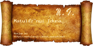 Matulányi Iduna névjegykártya